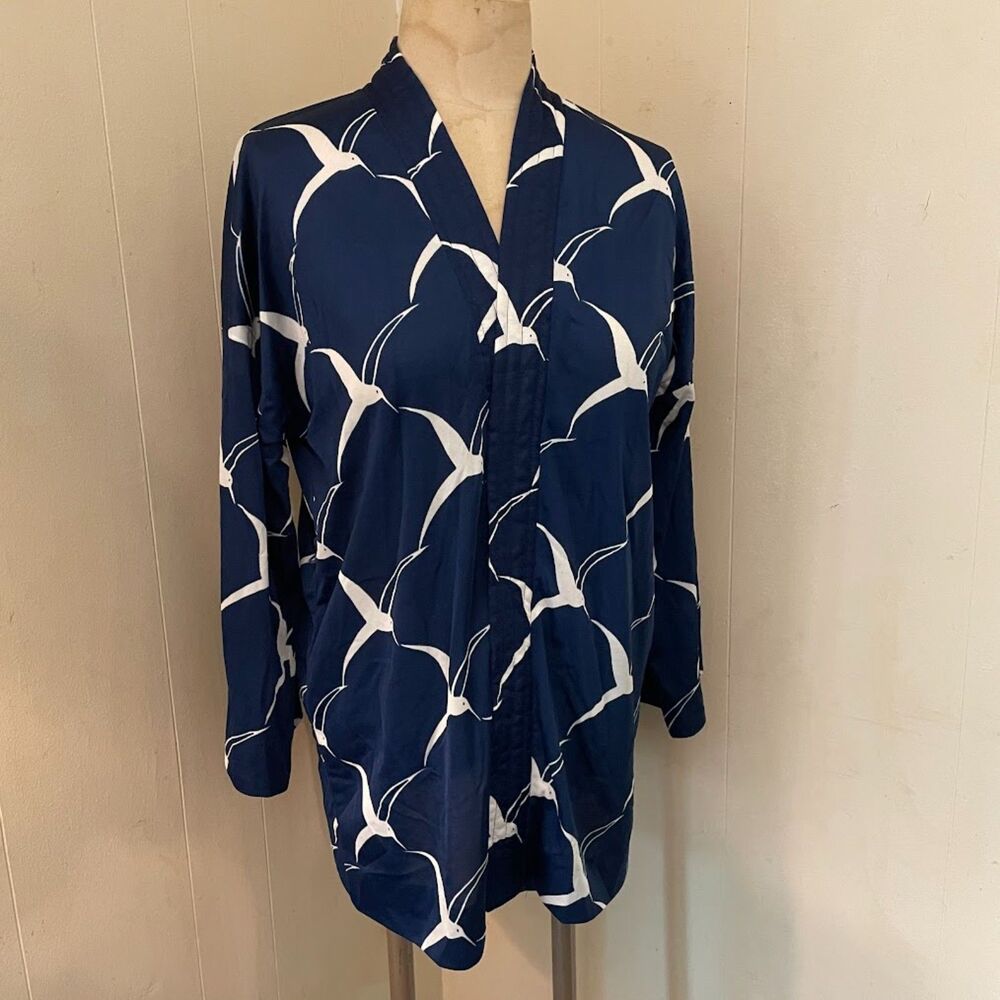 Vintage 60s JANTZEN SEA GULL Print Nylon Cover Up Short Kimono L